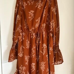 SHEIN Rust Orange Floral Dress